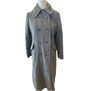 Vintage Montello Grey Women's size Small Wool Double Breasted Satin Lined Coat